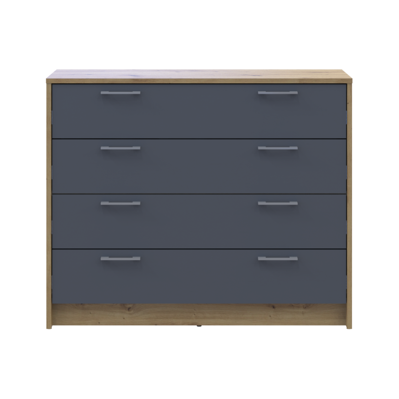 Комод Ронды Дуб Артизан/Графит 4 ящика 100х40х82 (41516186)