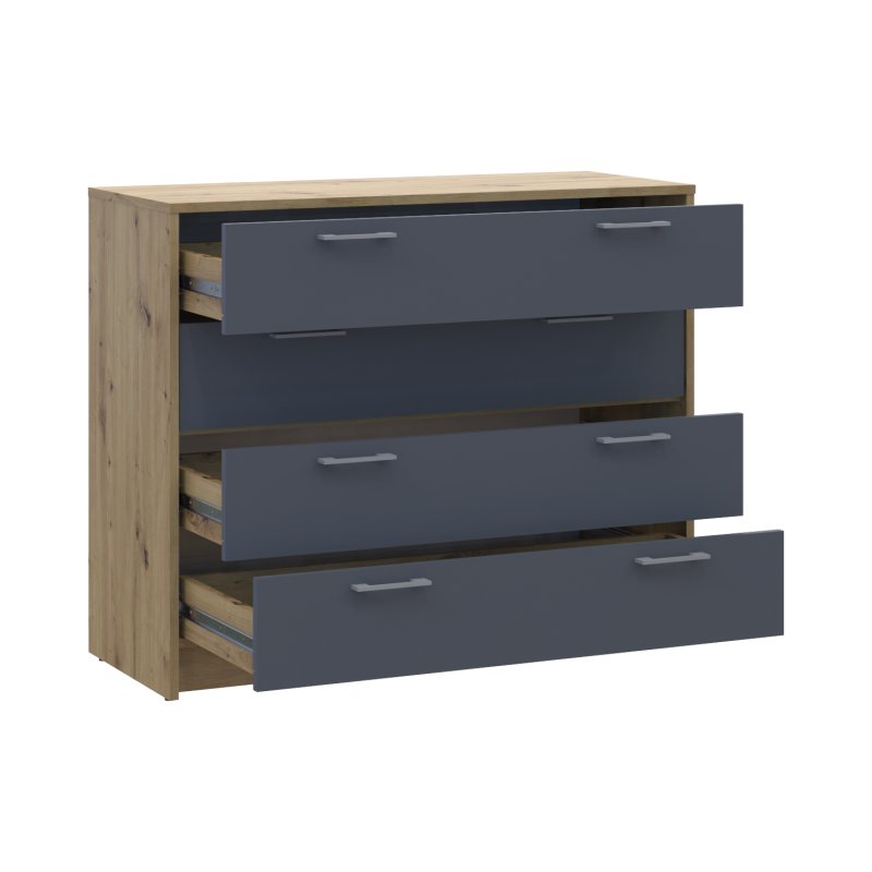 Комод Ронды Дуб Артизан/Графит 4 ящика 100х40х82 (41516186)