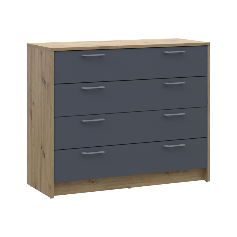 Комод Ронды Дуб Артизан/Графит 4 ящика 100х40х82 (41516186)