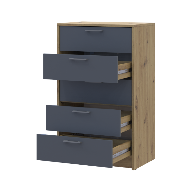 Комод Ронды Дуб Артизан/Графит 5 ящиков 60х40х100 (41516188)