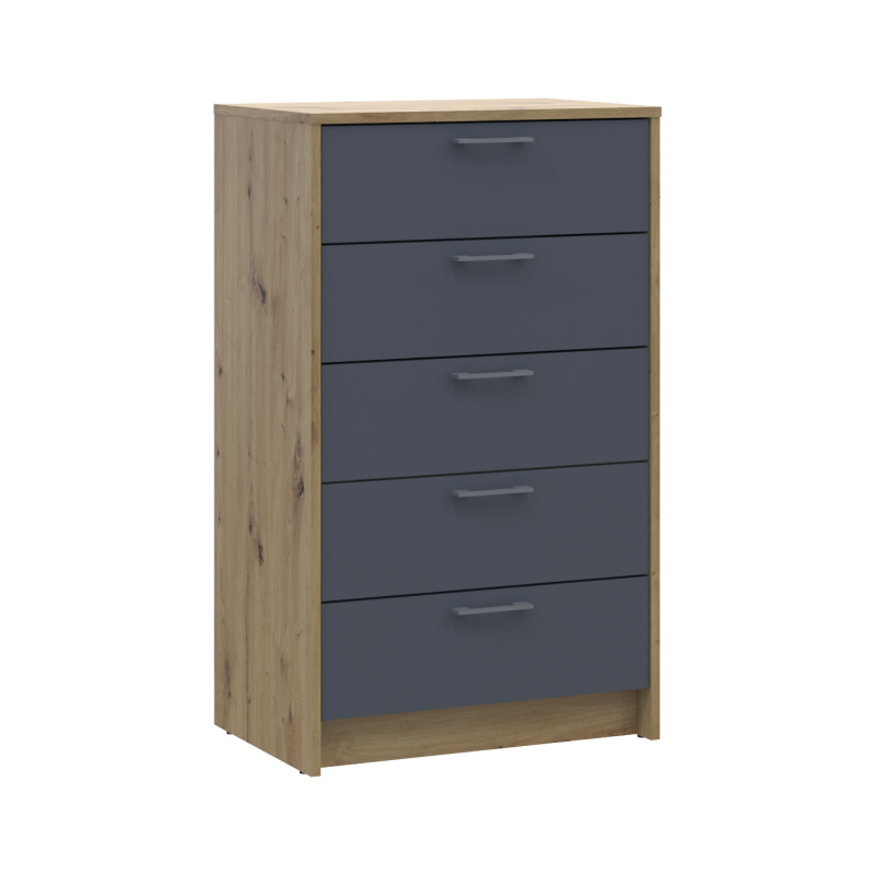 Комод Ронды Дуб Артизан/Графит 5 ящиков 60х40х100 (41516188)
