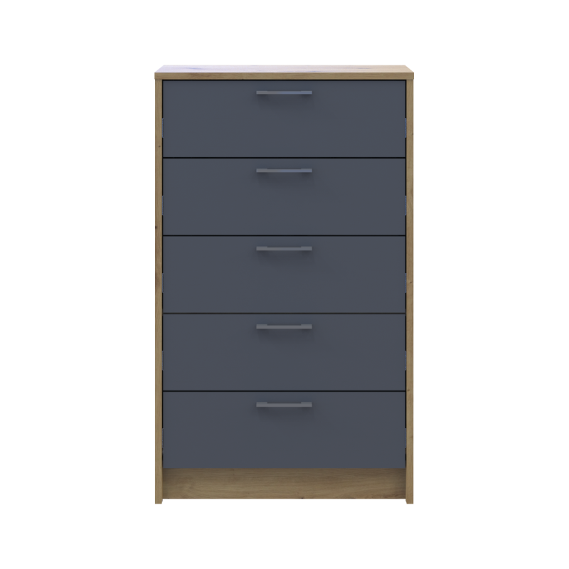 Комод Ронды Дуб Артизан/Графит 5 ящиков 60х40х100 (41516188)