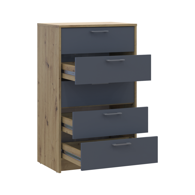 Комод Ронды Дуб Артизан/Графит 5 ящиков 60х40х100 (41516188)