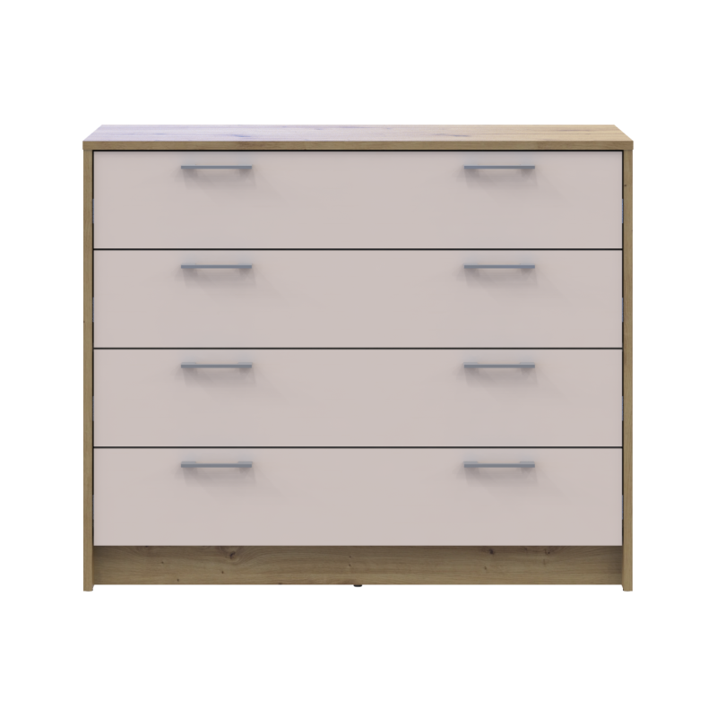 Комод Ронды Дуб Артизан/Кашемир 4 ящика 100х40х82 (41516187)