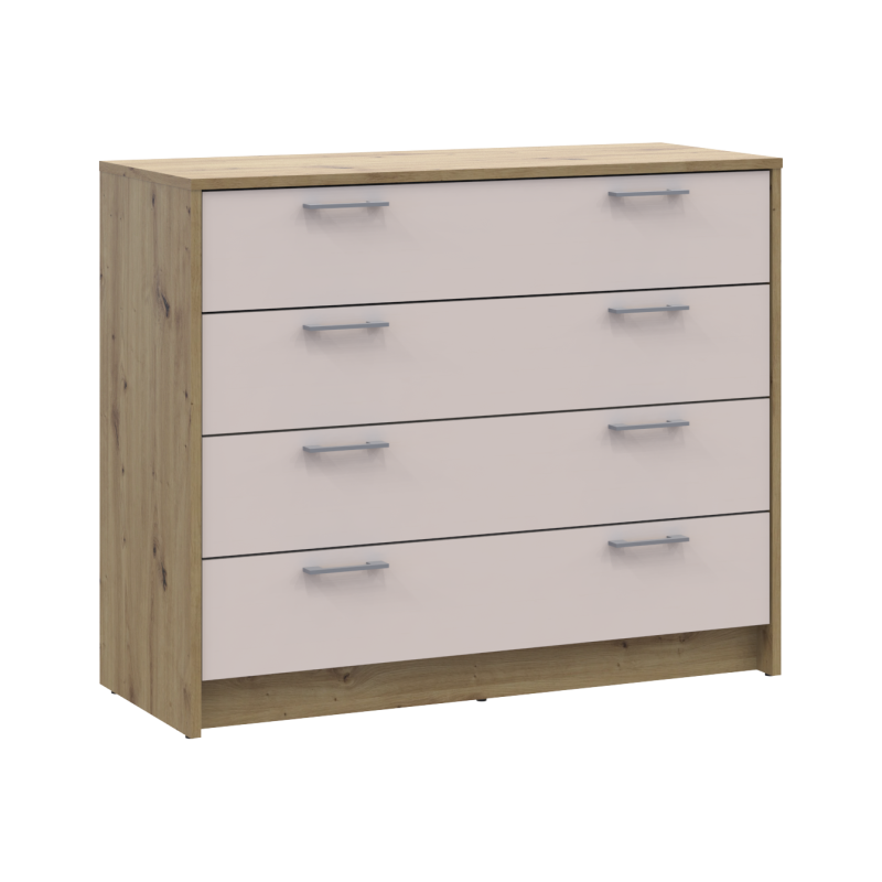 Комод Ронды Дуб Артизан/Кашемир 4 ящика 100х40х82 (41516187)