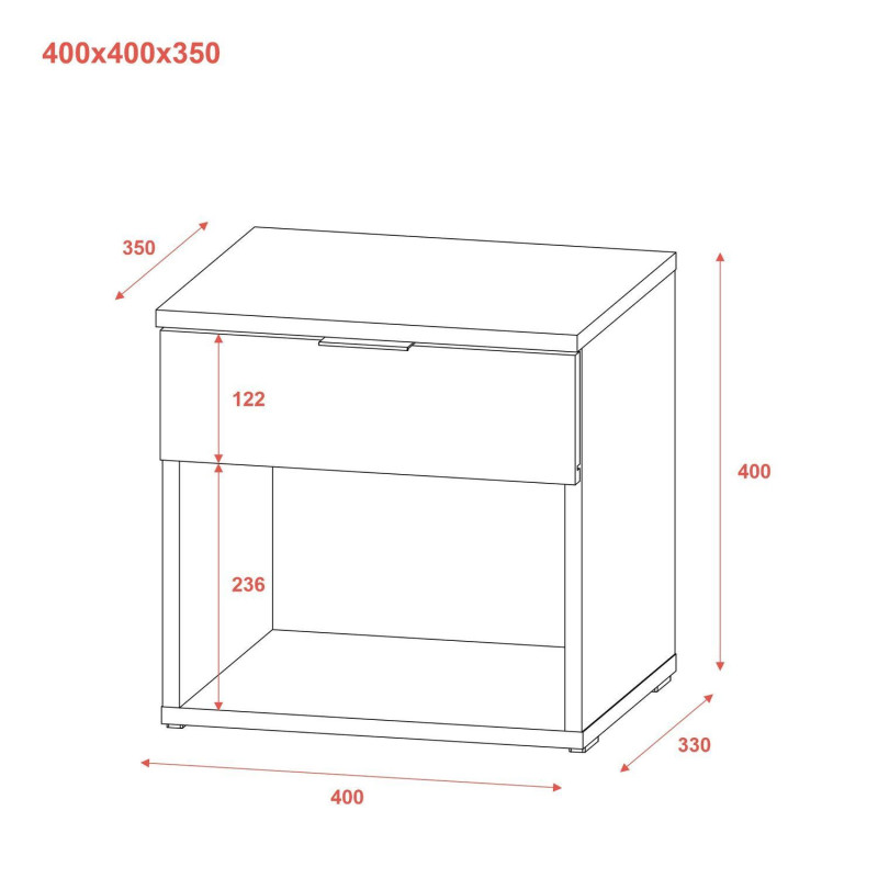 Прикроватная тумба GN1 Графит 40х41х33 (41515985)