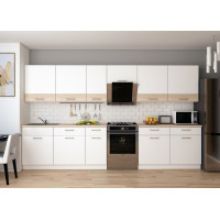 Kuchnia Leia 3,4 m Biały/Dąb Sonoma Płyta wiórowa 340x60x250 (81000007)