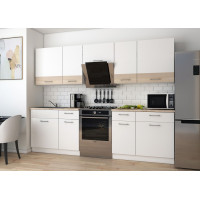 Kuchnia Leia 2,6 m Biały/Dąb Sonoma Płyta wiórowa 260x60x250 (81000009)