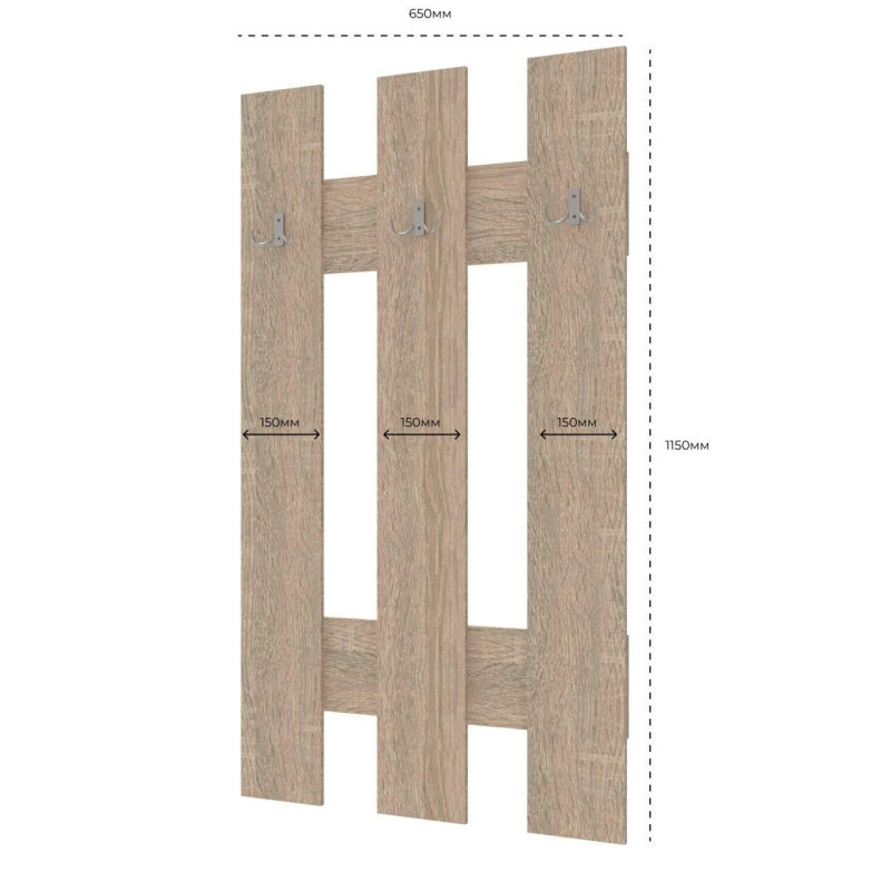 Вешалка для одежды Н1 Дуб Cонома 65х3,2х115 (41510009)