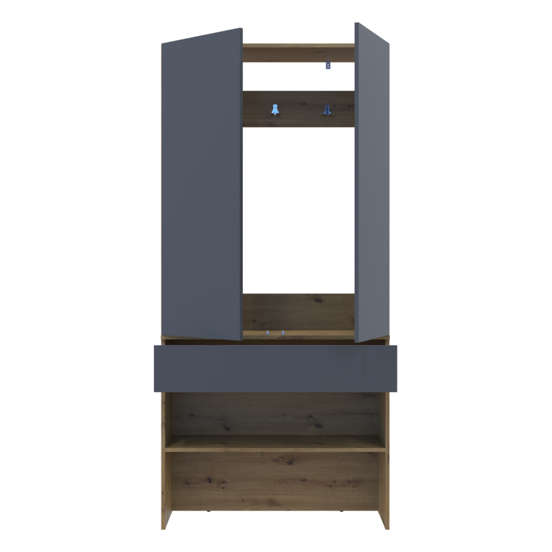 Прихожая Сплит Дуб Артизан/Графит ДСП 94х39х200 (44900271)