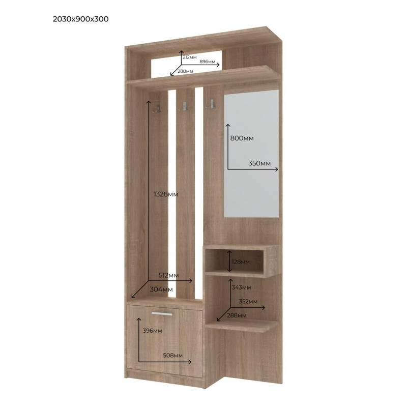 Прихожая Ривьера Cонома 91,5х30х203 (81336222)