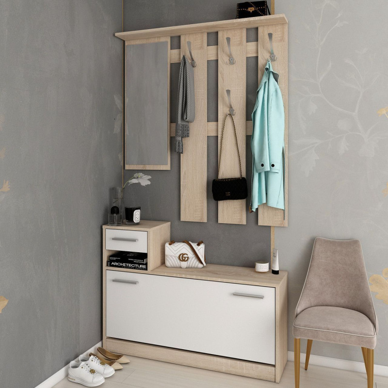 Прихожая Alice Белый/Дуб Cонома 1 зеркало 100х27х182,9 (44900238)