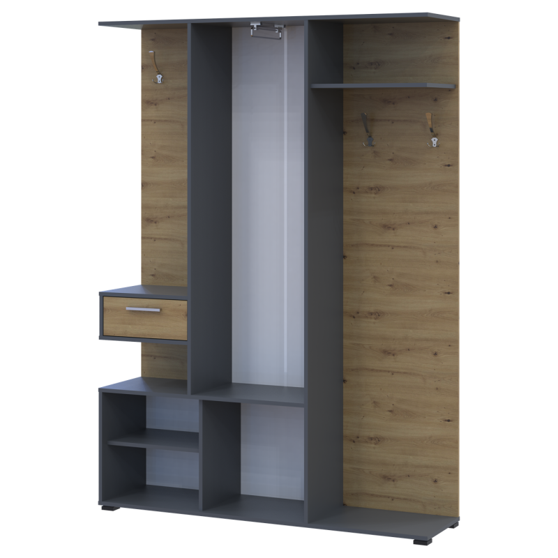 Прихожая Финч Графит / Дуб Артизан 145х37х202 (44900220)