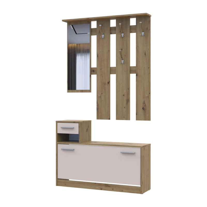 Прихожая Alice Дуб Эвок/Кашемир 1 зеркало 100х27х182.9 (44900360)