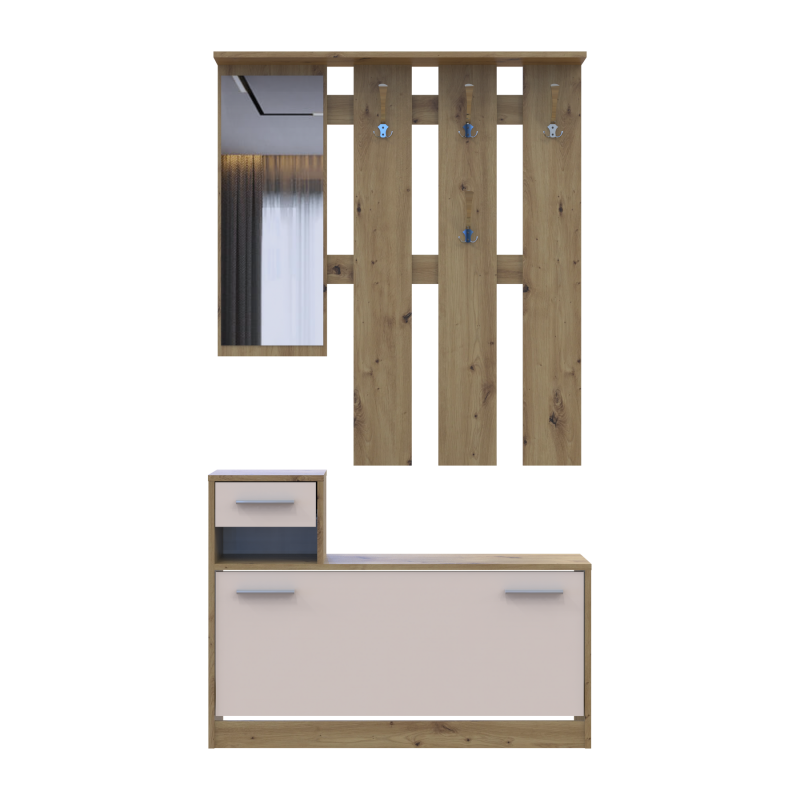 Прихожая Alice Дуб Эвок/Кашемир 1 зеркало 100х27х182.9 (44900360)