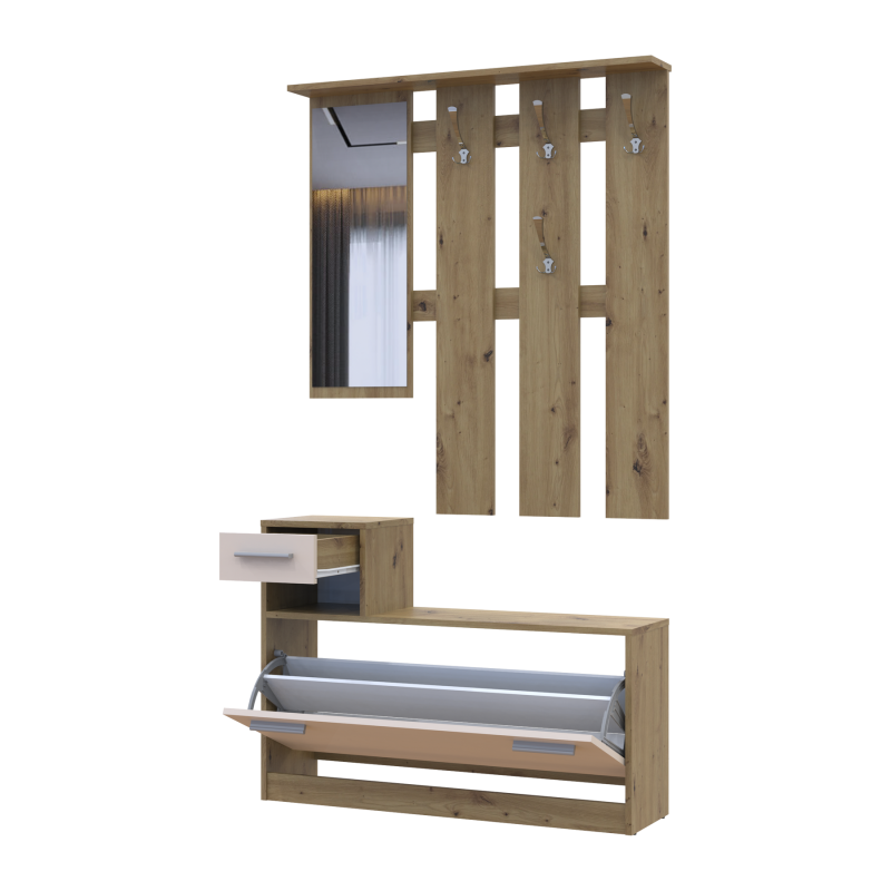 Прихожая Alice Дуб Эвок/Кашемир 1 зеркало 100х27х182.9 (44900360)