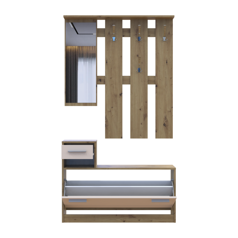 Прихожая Alice Дуб Эвок/Кашемир 1 зеркало 100х27х182.9 (44900360)