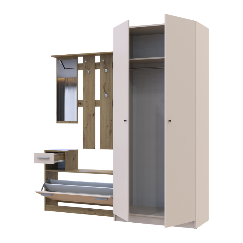 Прихожая Alice и шкаф Promo Дуб Эвок/Кашемир 2 ДСП (42005160)