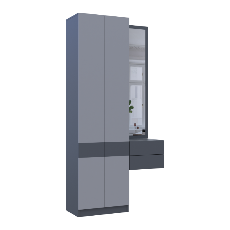 Прихожая Сола 1+2 Графит/Серый ДСП/зеркало 105х40х215 (42005153)