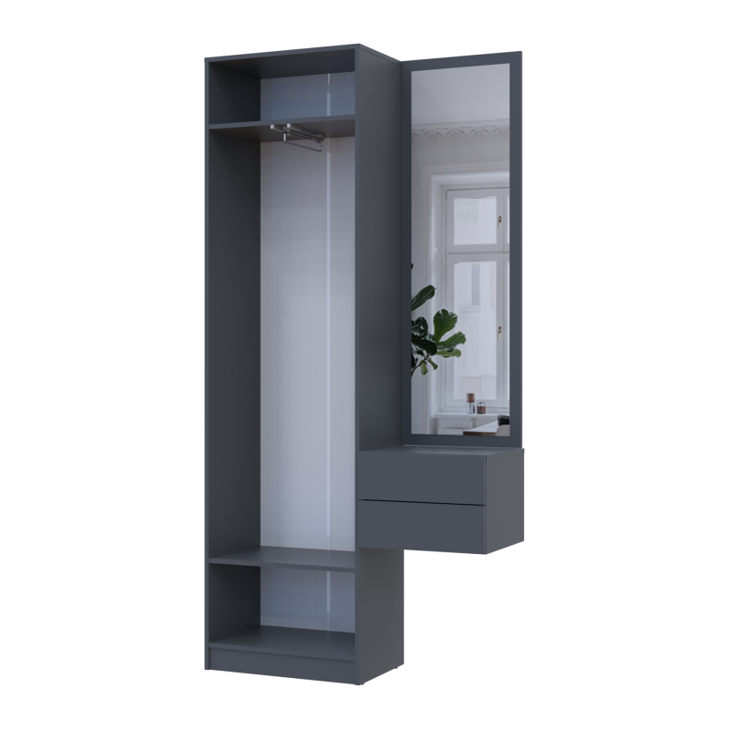 Прихожая Сола 1+2 Графит/Серый ДСП/зеркало 105х40х215 (42005153)