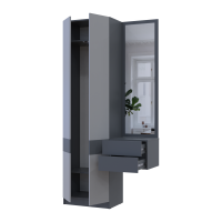 Прихожая Сола 1+2 Графит/Серый ДСП/зеркало 105х40х215 (42005153)