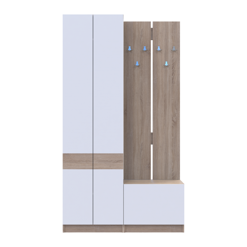 Прихожая Сола 1+3 Дуб Сонома/Белый ДСП 120х40х215 (42005149)
