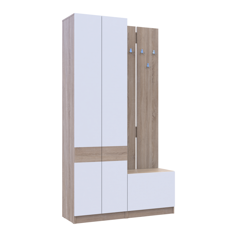 Прихожая Сола 1+3 Дуб Сонома/Белый ДСП 120х40х215 (42005149)