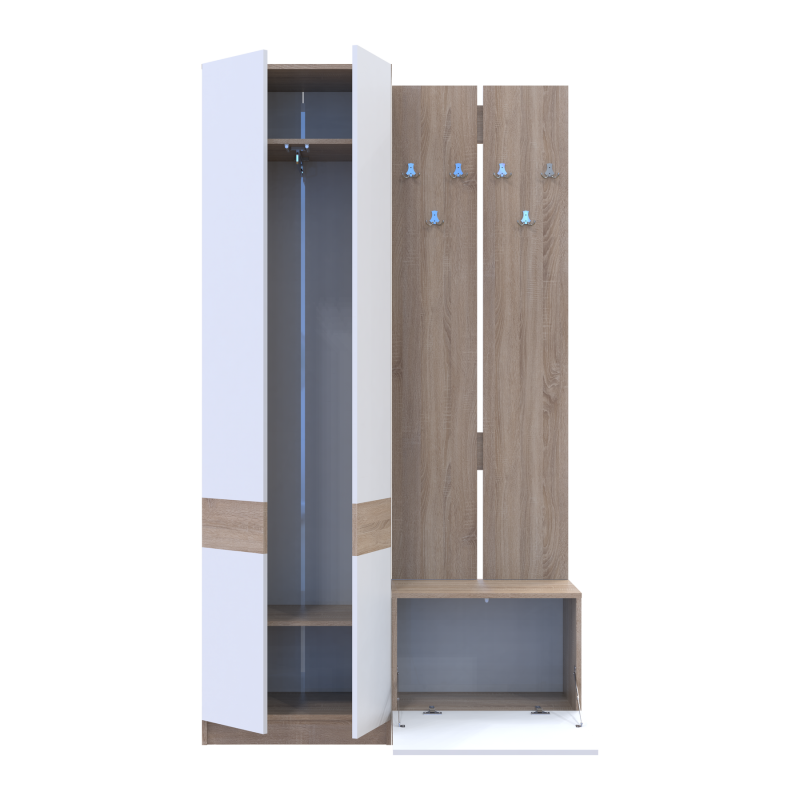 Прихожая Сола 1+3 Дуб Сонома/Белый ДСП 120х40х215 (42005149)