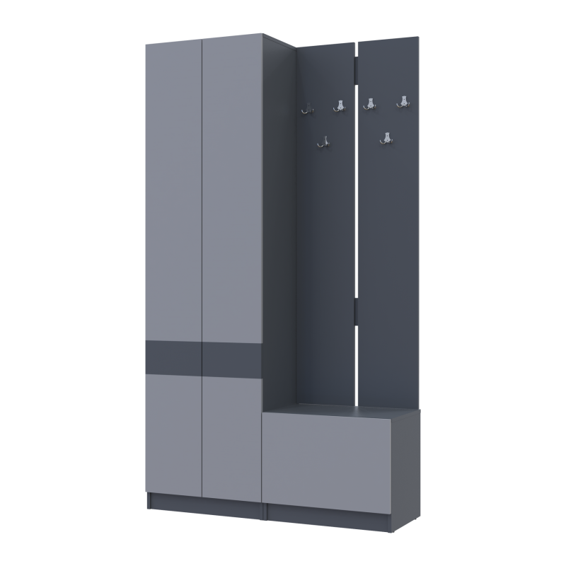 Прихожая Сола 1+3 Графит/Серый ДСП 120х40х215 (42005152)