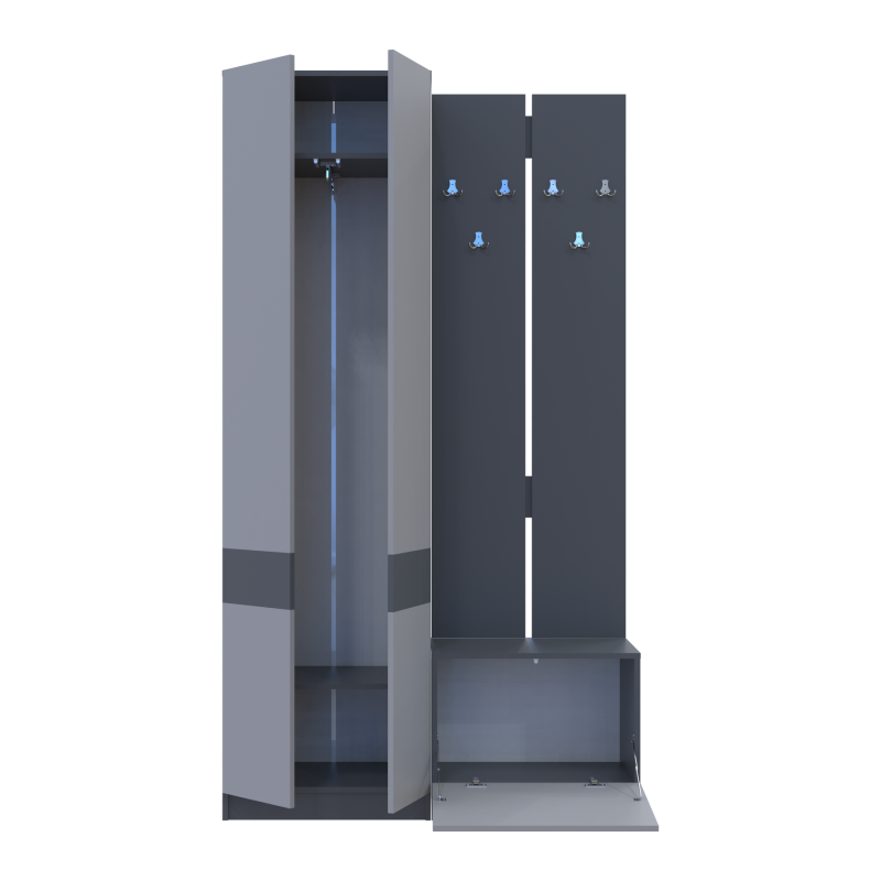 Прихожая Сола 1+3 Графит/Серый ДСП 120х40х215 (42005152)