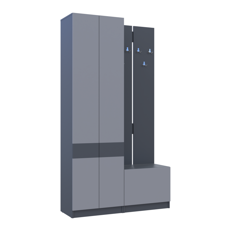 Прихожая Сола 1+3 Графит/Серый ДСП 120х40х215 (42005152)