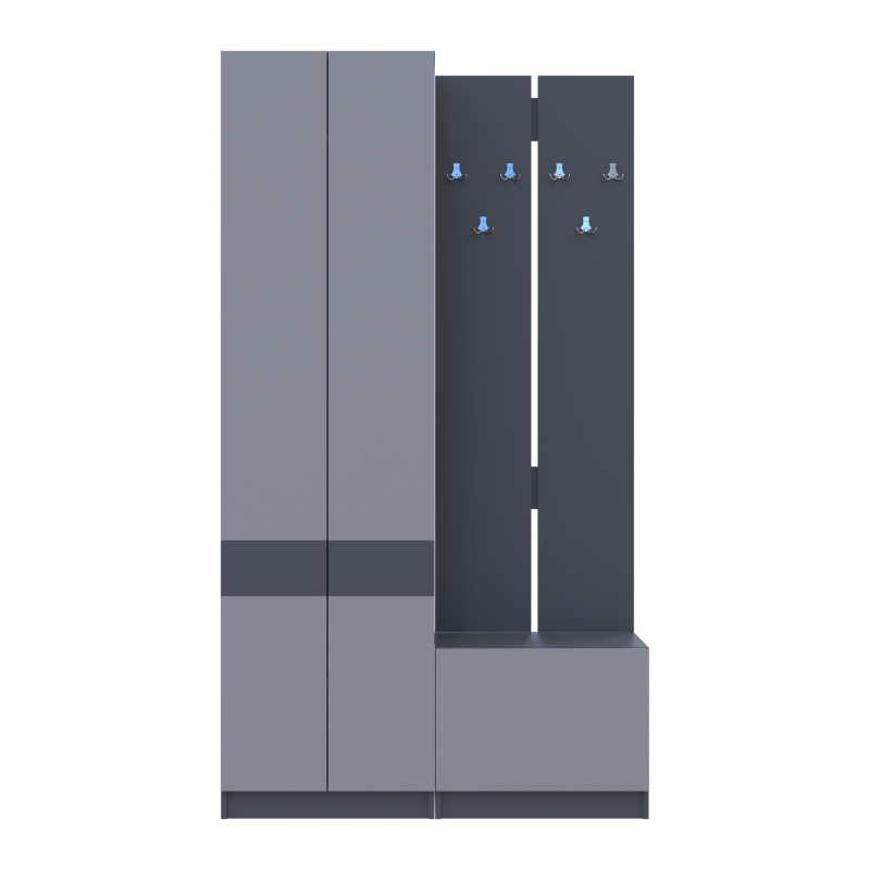 Прихожая Сола 1+3 Графит/Серый ДСП 120х40х215 (42005152)