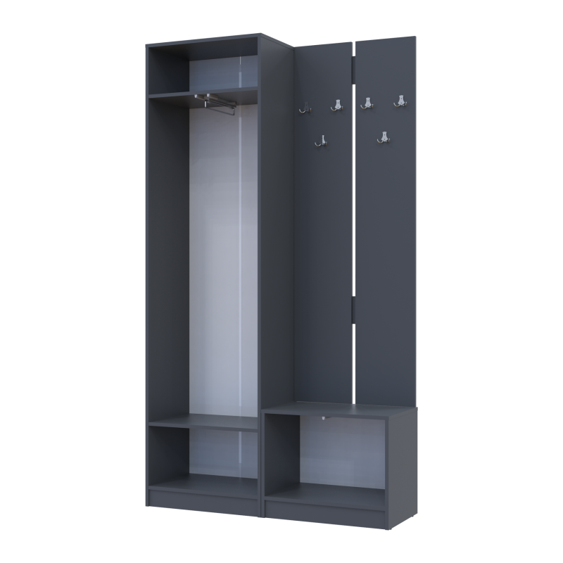 Прихожая Сола 1+3 Графит/Серый ДСП 120х40х215 (42005152)