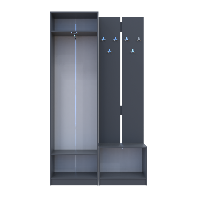 Прихожая Сола 1+3 Графит/Серый ДСП 120х40х215 (42005152)