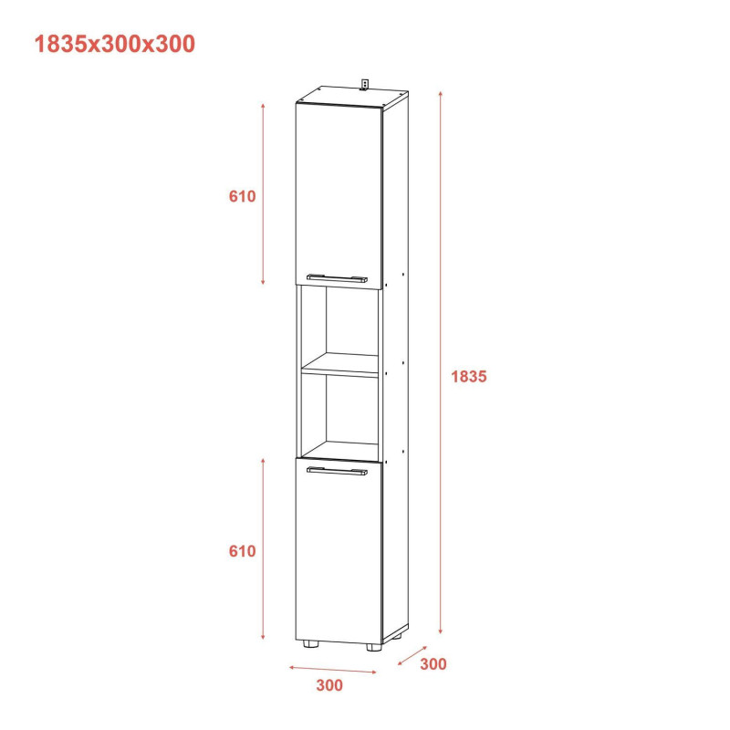 Шкаф пенал Мира Белый ДСП 183.5х30х30 (41510126)