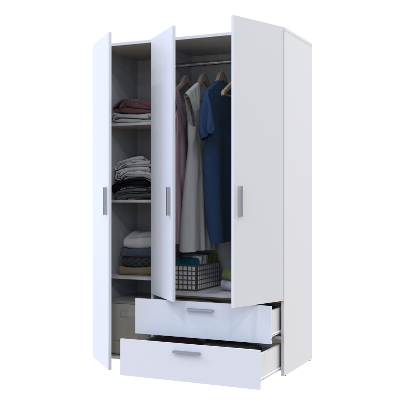 Распашной шкаф для одежды Эктор Белый 3 ДСП 116х49.5х180 (80737076)