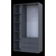 Шкаф для одежды Гелар Графит 2ДСП/Зеркало 116.5х49.5х203.4 (42002155)