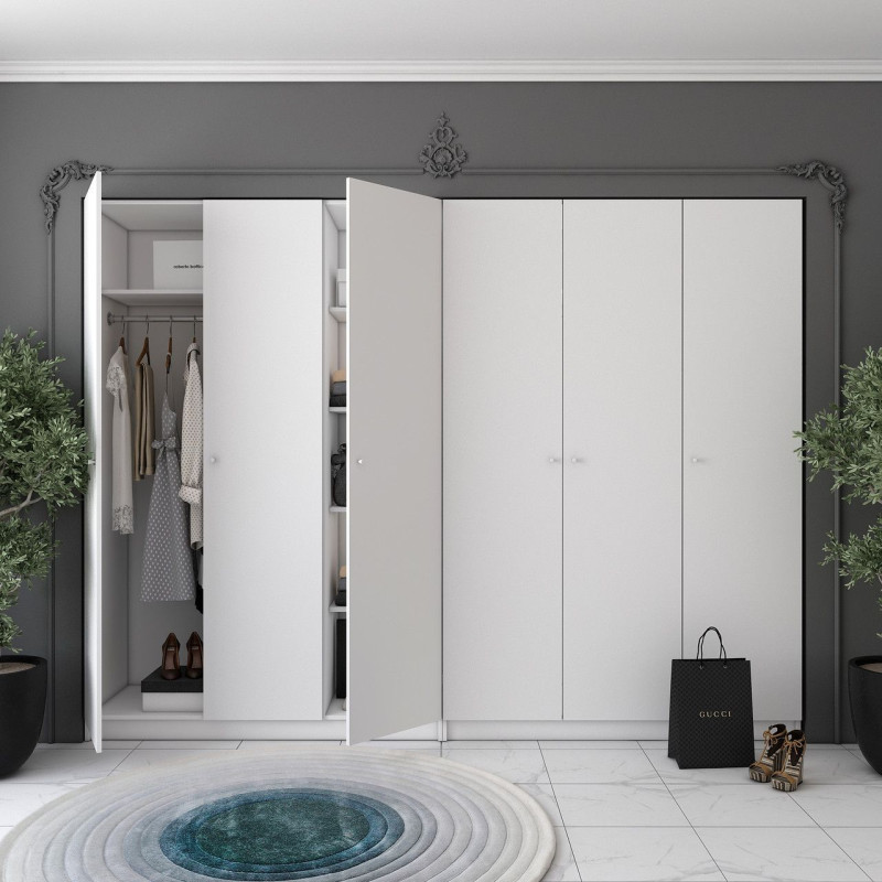 Шкаф для одежды Промо Белый 3+3 ДСП 270х48х204 (42005006)