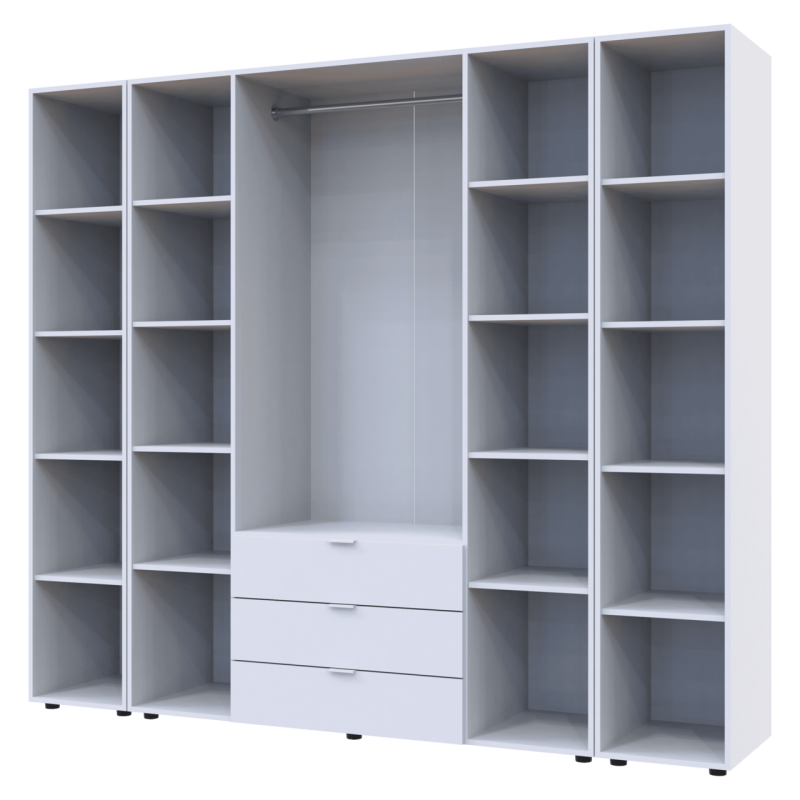 Комплект Гелар с 2 Этажерками Белый 4 ДСП 231.4х49.5х203.4 (42005039)