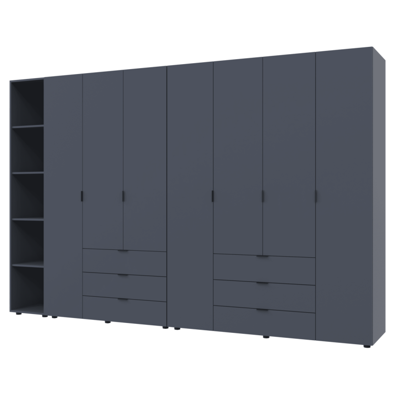 Комплект Гелар с Этажеркой Графит 3+4 ДСП 309.4х49.5х203.4 (42005062)