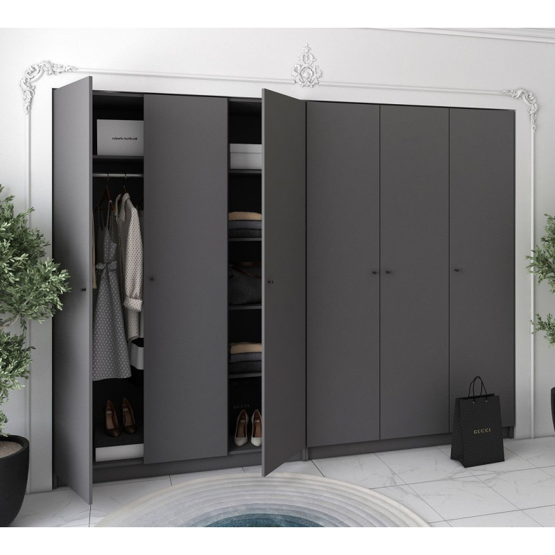 Шкаф для одежды Промо Графит 3+3 ДСП 270х48х204 (42005070)