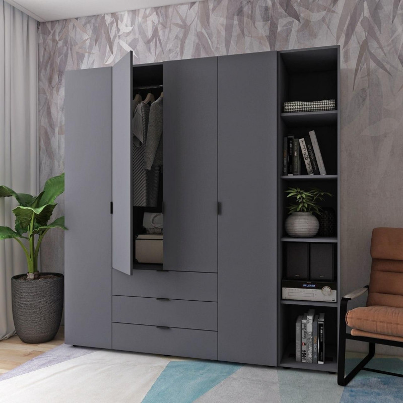 Комплект Гелар з Этажеркою Графит 4 ДСП 193.2х49.5х203.4 (42005063)