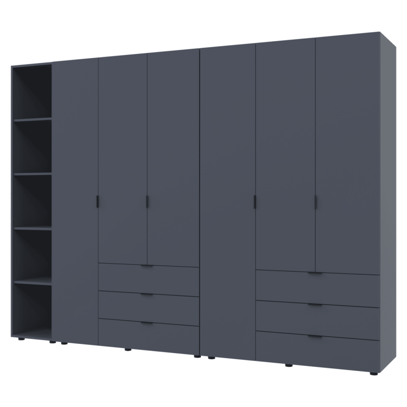 Комплект Гелар с Этажеркой Графит 3+3 ДСП 270.6х49.5х203.4 (42005061)