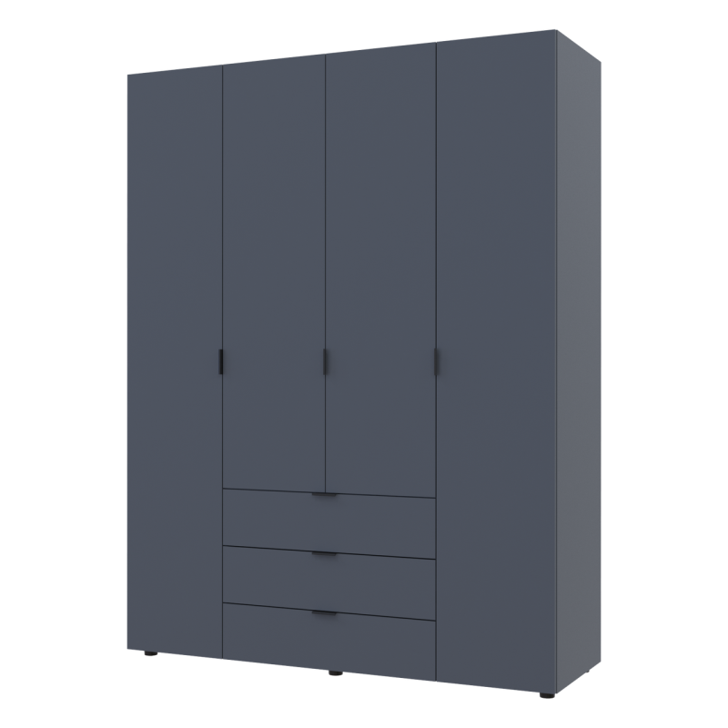 Распашной шкаф для одежды Гелар Графит 4 ДСП 155х49,5х203,4 (80737075)