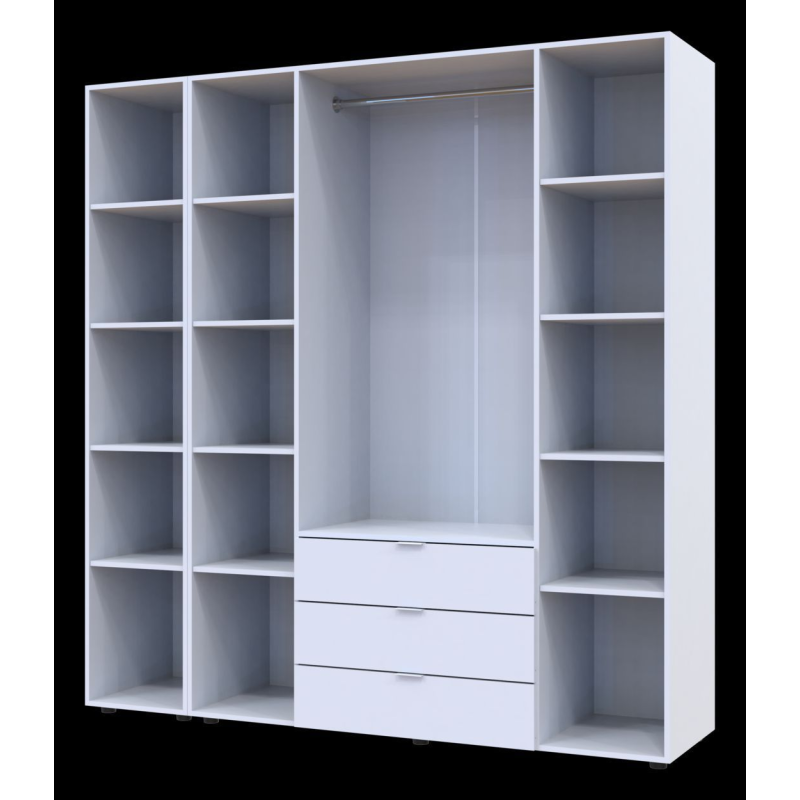 Шкаф для одежды Гелар Белый 4ДСП/Зеркало 194х49.5х203.4 (42002160)