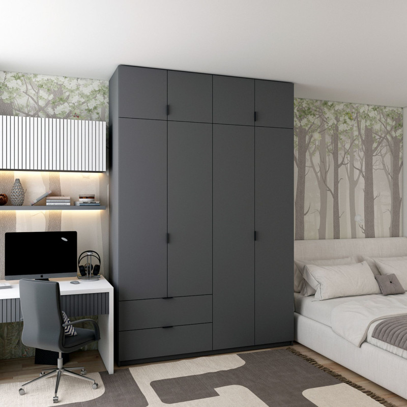 Распашная шкаф для одежды Лукас Графит/Графит 160х50х240 (80736287)