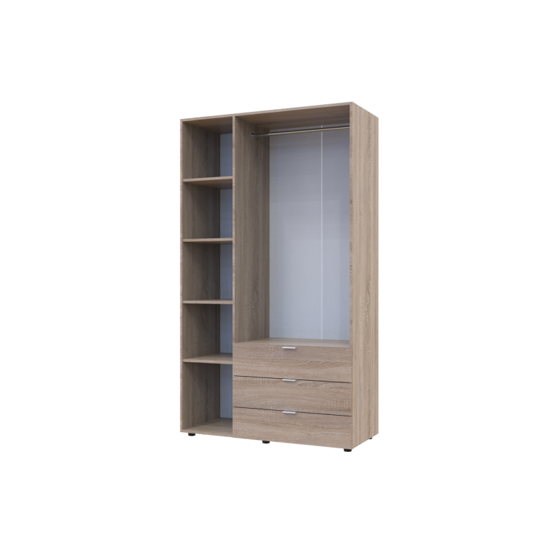 Распашной шкаф для одежды Гелар Дуб Cонома 3 ДСП 116,2х49,5х203,4 (80397559)