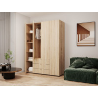 Распашной шкаф для одежды Гелар Дуб Cонома 4 ДСП 155х49,5х203,4 (80397560)
