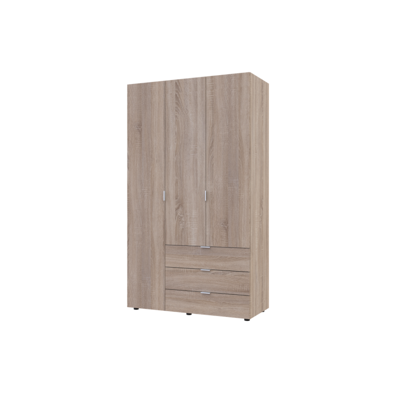 Распашной шкаф для одежды Гелар Дуб Cонома 3 ДСП 116,2х49,5х203,4 (80397559)