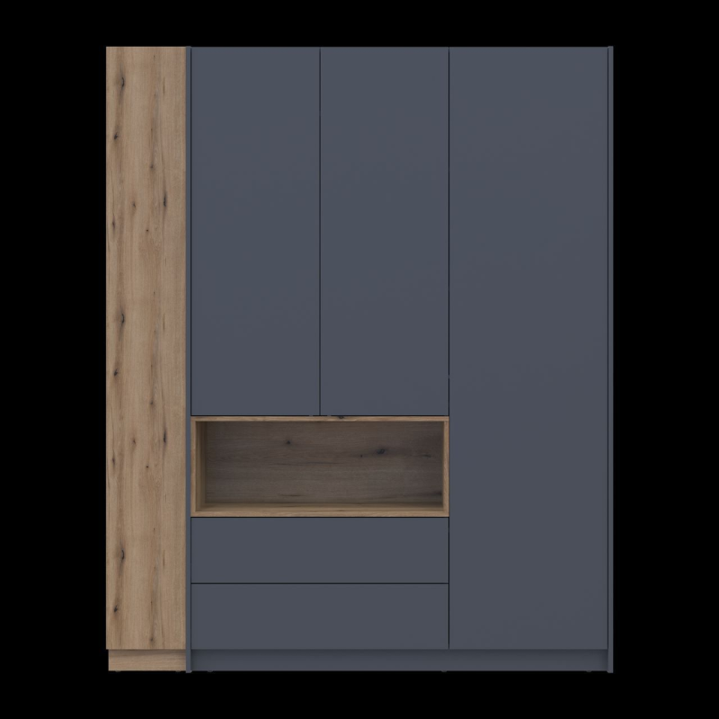 Шкаф для одежды с нишей и этажеркой Дейл Графит/Дуб Эвок 3 ДСП 178х52х220 (42005156)